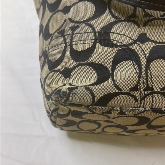 Coach Black and Tan Signature Tote with Leather Handles and leather Coach wallet - Picture 12 of 17